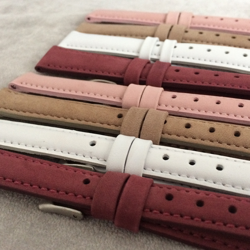 Svetlo hnedý prešitý kožený remienok MINET z jemného nubuku - 18 MSNUC18