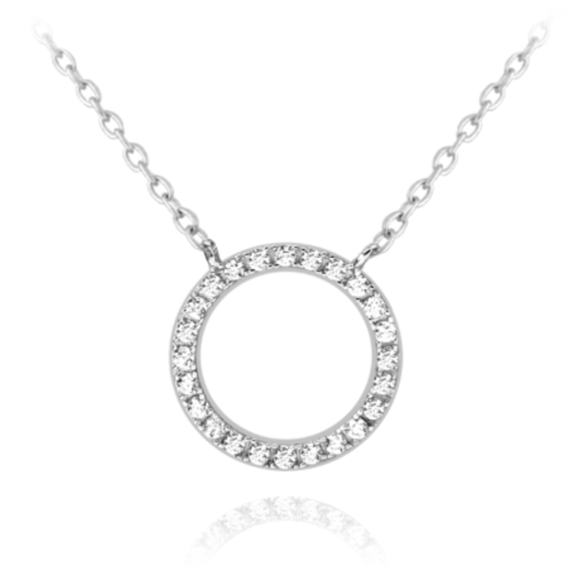 MINET Strieborný náhrdelník KRÚŽOK s bielymi zirkónmi