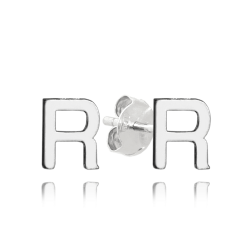 MINET Strieborné náušnice písmeno "R"
