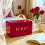 MINET Stříbrno-červené dámské hodinky CÉLINE s ocelovým řemínkem