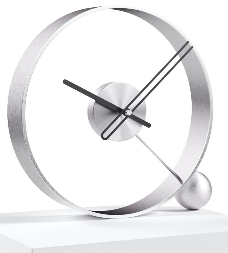 Dizajnové stolné hodiny Endless brushed silver/black 32cm
