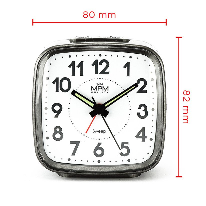 Budík s LED podsvícením a tichým chodem MPM  C01.3967.92