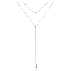 MINET Moderní stříbrný náhrdelník visící kapka