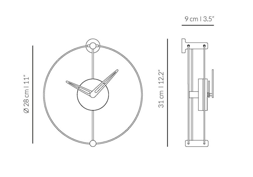 Designové nástěnné hodiny Nomon NANO BK 31cm