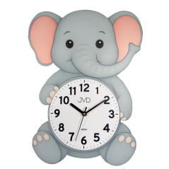 Dětské dřevěné nástěnné hodiny s tichým chodem s motivem slona JVD HJ112