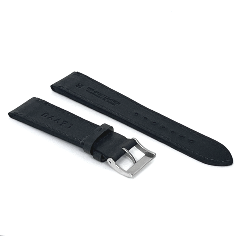 LAVVU Tmavosivý prešitý remienok Slim z luxusnej kože Top Grain - 24