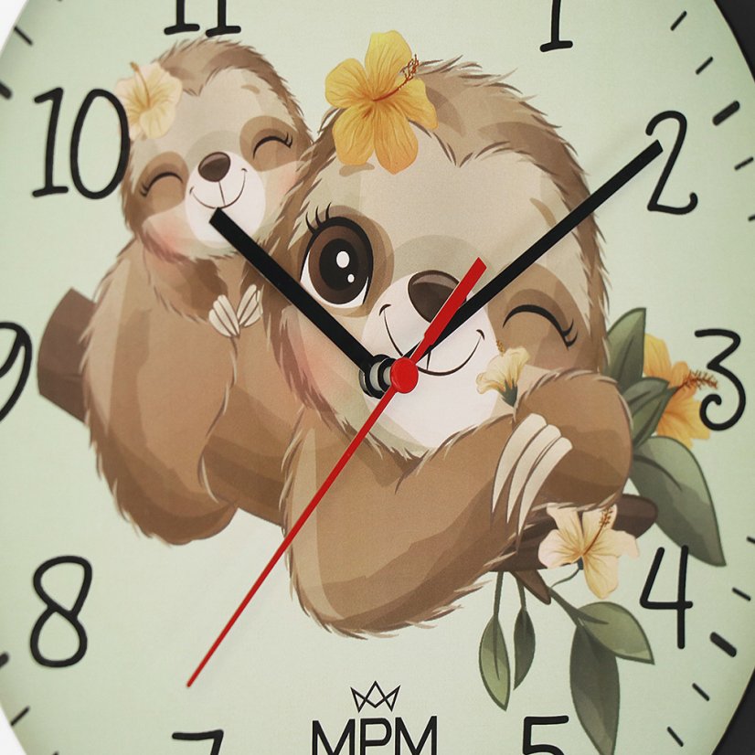Detské nástenné hodiny s tichým chodom MPM Lenochod - E01M.4267.00