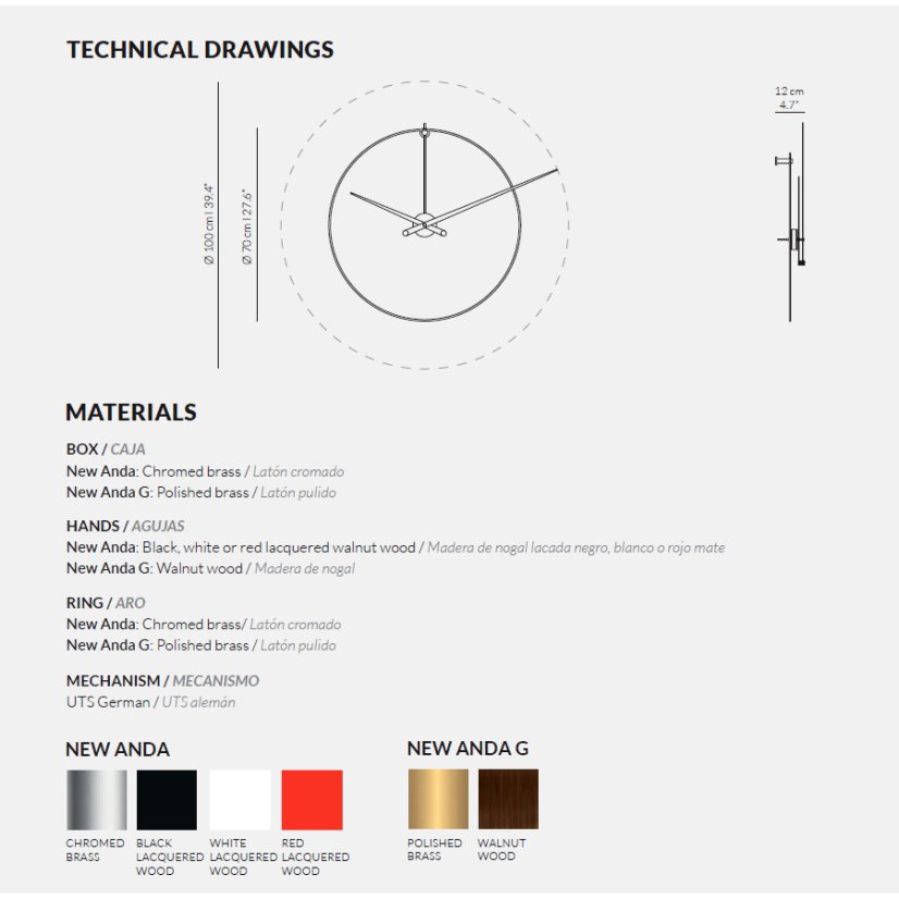 Designové nástěnné hodiny Nomon New Anda G 100cm