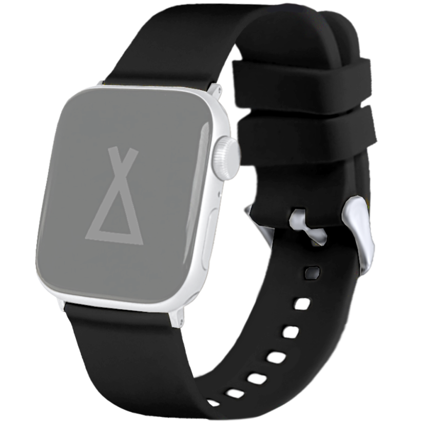 LAVVU Čierny silikónový remienok na hodinky pre APPLE WATCH 42-44 mm