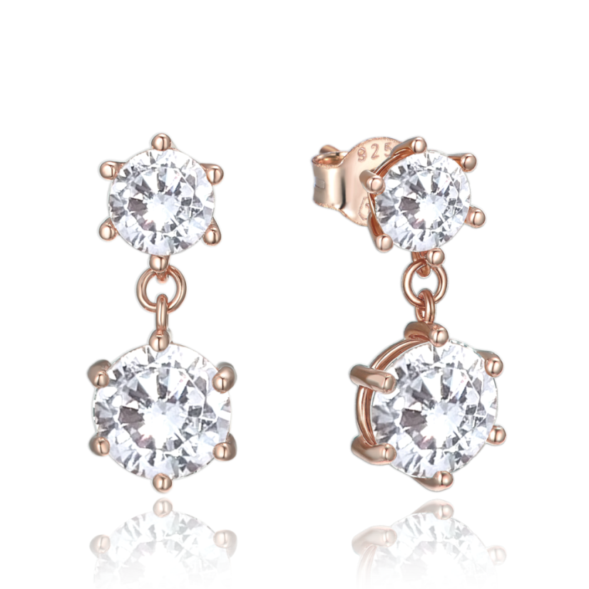 MINET Rose gold luxusné strieborné náušnice s bielymi zirkónmi MINET Rose gold luxusné strieborné náušnice s bielymi zirkónmi