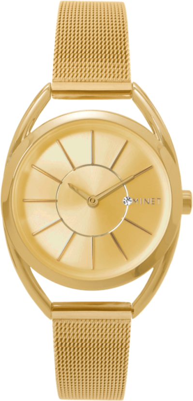 MINET Zlaté dámské hodinky ICON ALL GOLD MESH