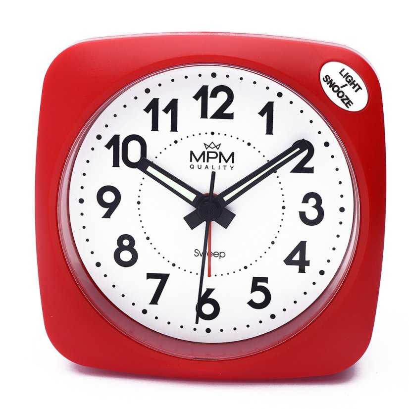 Budík s LED podsvícením a tichým chodem MPM  C01.3968.20