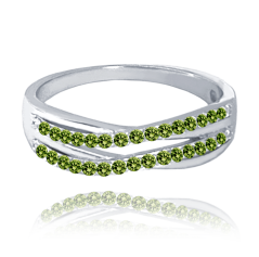 MINET Elegantní stříbrný prsten se zelenými zirkony vel. 53