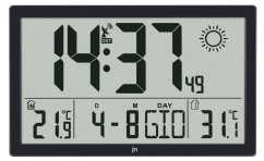 Meteostanice a digitální hodiny JD9909 Lowell řízené signálem DCF 37cm