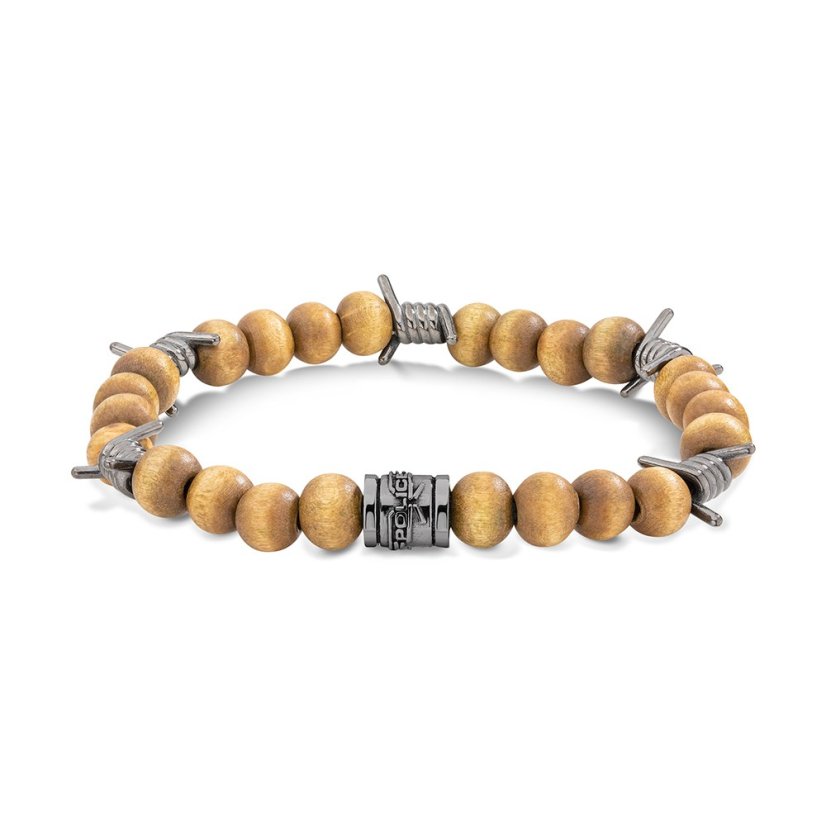 Náramek POLICE Barbedwire Brown Silver PEJGB2112332