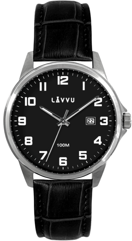 LAVVU Stříbrno-černé pánské hodinky ÖREBRO