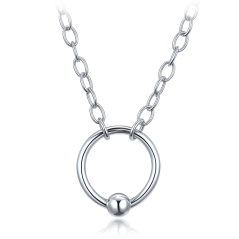 MINET Elegantní stříbrný náhrdelník kroužek