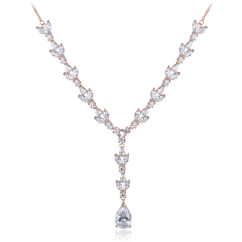 MINET Luxusné rose gold strieborný náhrdelník so zirkónmi Ag 925/1000 16,35g