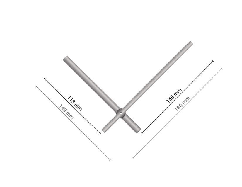 Strieborné rovné hliníkové ručičky na hodiny 145 mm | 113 mm