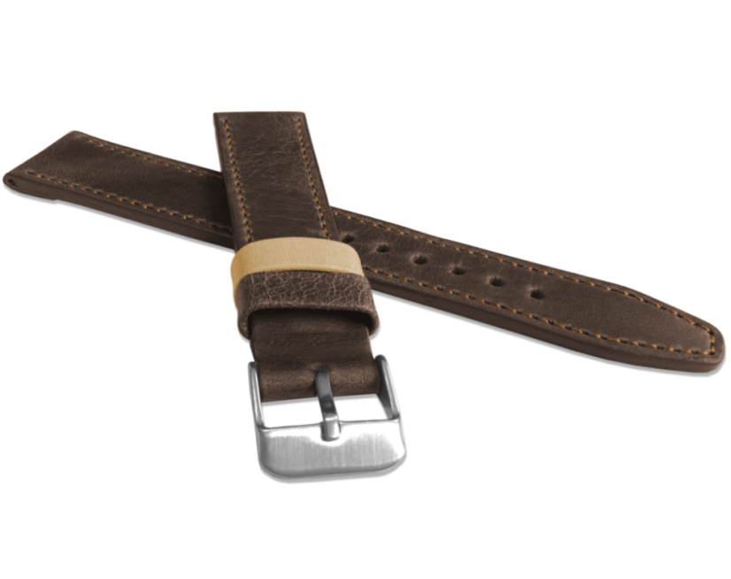 Tmavo hnedý prešitý remienok LAVVU TAILOR z luxusnej kože Top Grain - 24 LSOUC24