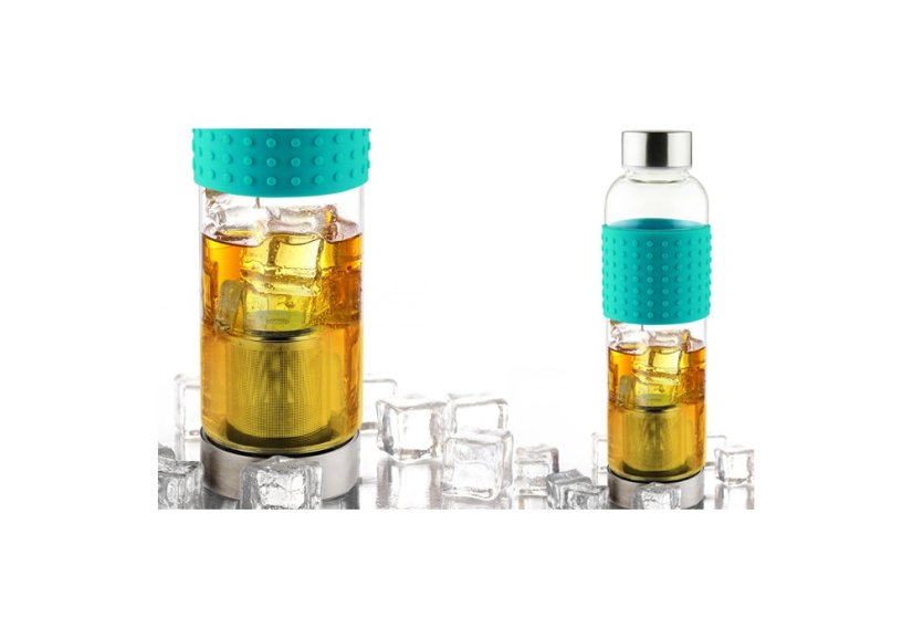 ASOBU skleněná láhev Ice Tea&Ice Coffee IT2GO s infuserem černá 400ml