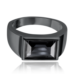 MINET Pánsky pečatný strieborný prsteň s čiernym zirkónom veľ. 61