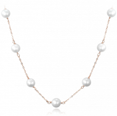 MINET Rose gold stříbrný náhrdelník s přírodními perlami Ag 925/1000 12,15g