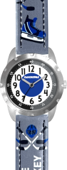 CLOCKKODIEL Svietiace šedé chlapčenské hodinky HOKEJ