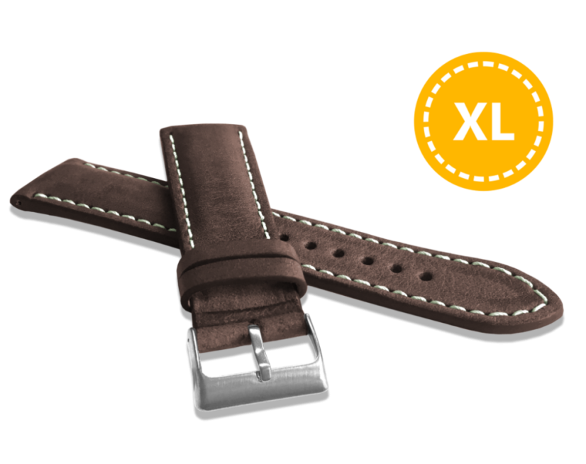 LAVVU XXL Predĺžený prírodne farbený tmavo hnedý remienok NATURE z kože Top Grain - 24 XXL