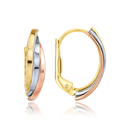 MINET Luxusné zlaté trojfarebné náušnice Au 585/1000 1,65g