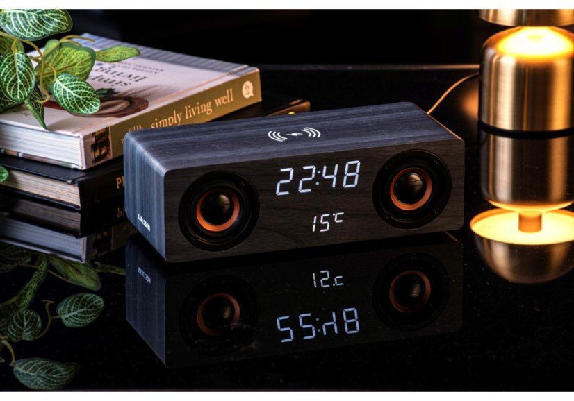 Radiobudík s nabíječkou smartphonů a Bluetooth reproduktorem 6059BK Karlsson 25cm