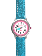CLOKOKODIEL Tyrkysové trblietavé dievčenské detské hodinky HEARTS