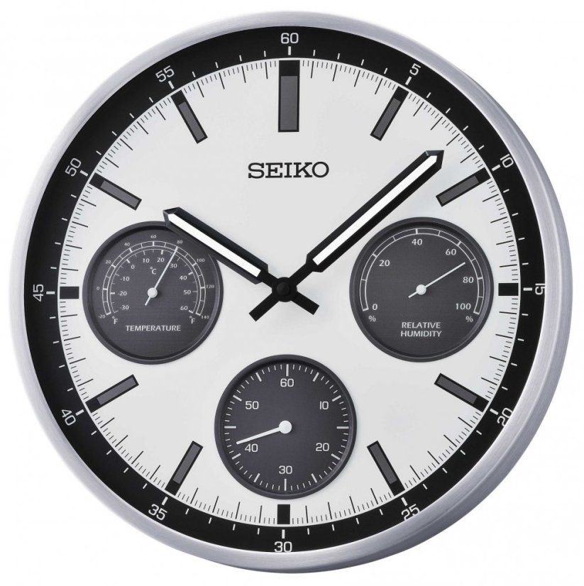 Nástěnné hodiny s tichým chodem a teploměrem Seiko QXA823S