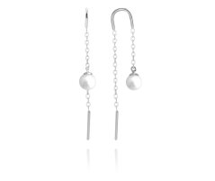 MINET Stříbrné protahovací visací náušnice s přírodními perlami