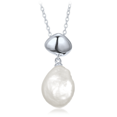 MINET Elegantní stříbrný náhrdelník s perlou