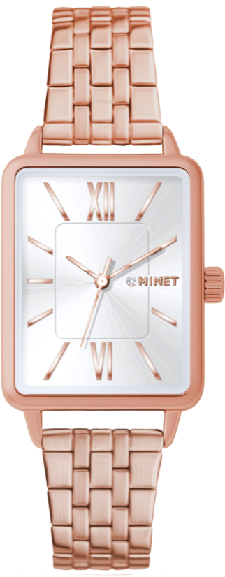 MINET Rosegold dámské hodinky SIENA se rosegold ocelovým řemínkem