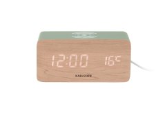 LED budík-hodiny 5933GR Karlsson s nabíjačkou smartfónov 15cm