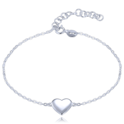 MINET Stříbrný náramek se srdíčkem a stahovacím zapínáním