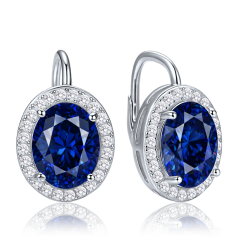 MINET Luxusní stříbrné náušnice s modrými a bílými zirkony