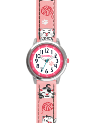 CLOCKKODIEL Ružové dievčenské detské hodinky MAČKY