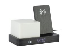 Digitálne stolné hodiny 6079BK Karlsson s lampou a nabíjačkou smartfónov 20cm