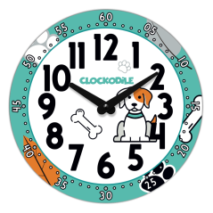 CLOCKKODIEL Detské nástenné hodiny modré so psíkom ?25cm