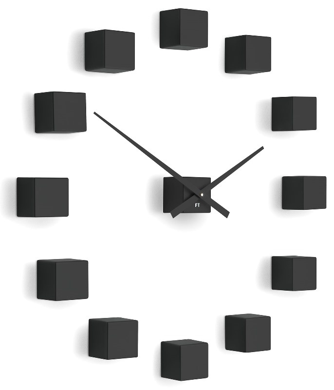 Dizajnové nástenné nalepovacie hodiny Future Time FT3000BK Cubic black