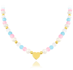 MINET Pozlátený strieborný náhrdelník s prírodnými perlami a farebnými guličkami - Ag 925/1000 21,40g