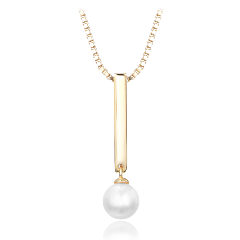 MINET Pozlacený stříbrný náhrdelník s přírodní perlou