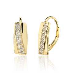 Pozlátené strieborné náušnice so zirkónmi JVD SVLE3554XK8GO00