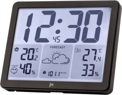 Meteostanice a digitální hodiny JD9539 Lowell řízené signálem DCF 17cm