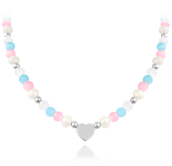 MINET Strieborný náhrdelník s prírodnými perlami a farebnými guličkami - Ag 925/1000 20,85g