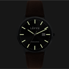 LAVVU Čierne pánske hodinky so zafírovým sklom Copenhagen Titanium Black
