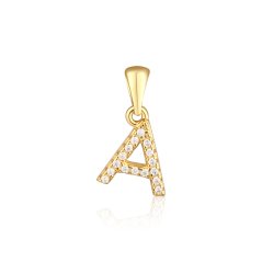 Pozlátený strieborný prívesok so zirkónmi písmeno A JVD SVLP0948XH2BIG